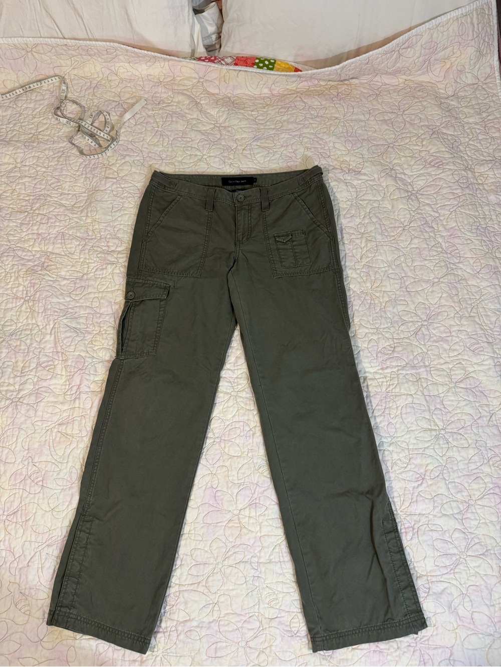 Calvin Klein Olive Straight-Leg Utility Cargo Pants
